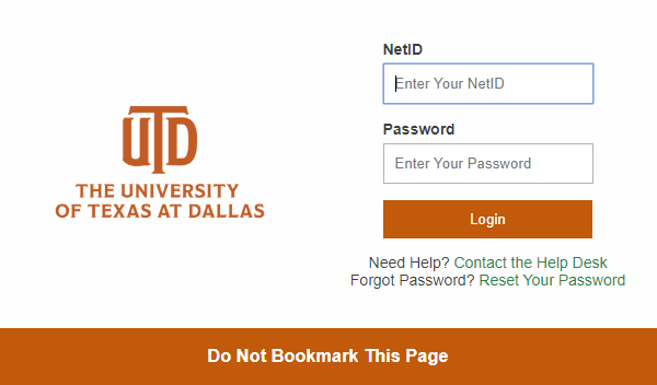 Screenshot of NetID and password fields.