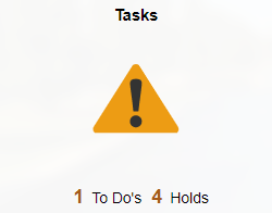 Image of tasks icon with icon of exclamation point inside a yellow triangle. 