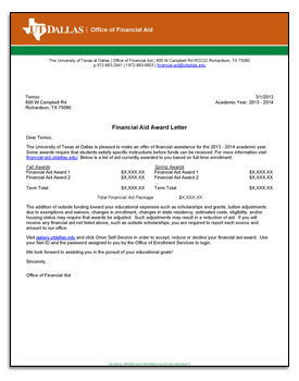 Financial Aid Offer Letter